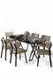 Hanah Home Axton Juego de Mesa y Sillas de 7 Piezas, Mármol Negro y Capuchino